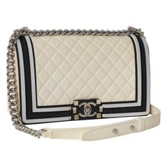 Borsa A Spalla Chanel Boy Medium Trapuntata Panna