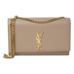 Borsa A Spalla Saint Laurent Kate Medium Granulata Beige Scuro