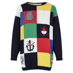 JC DE CASTELBAJAC, maglione a quadri nautici, novità degli anni '80