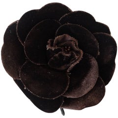 1980s Chanel Camellia Velveteen Brooch Pin