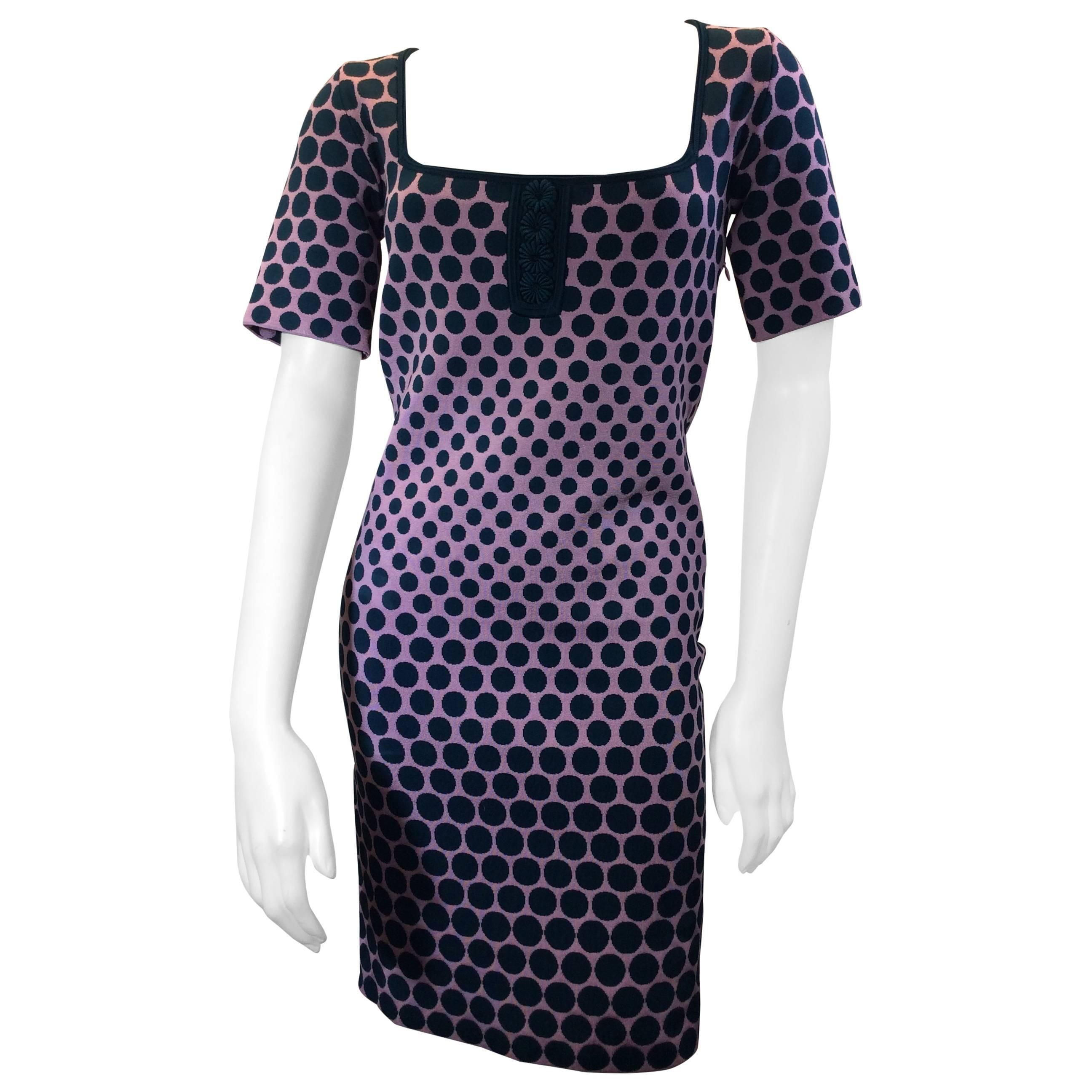 Zac Posen Polka Dot Short Sleeve Knit Dress  For Sale