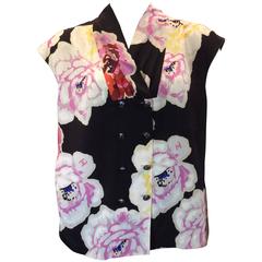 Chanel 100% Silk Floral Blouse
