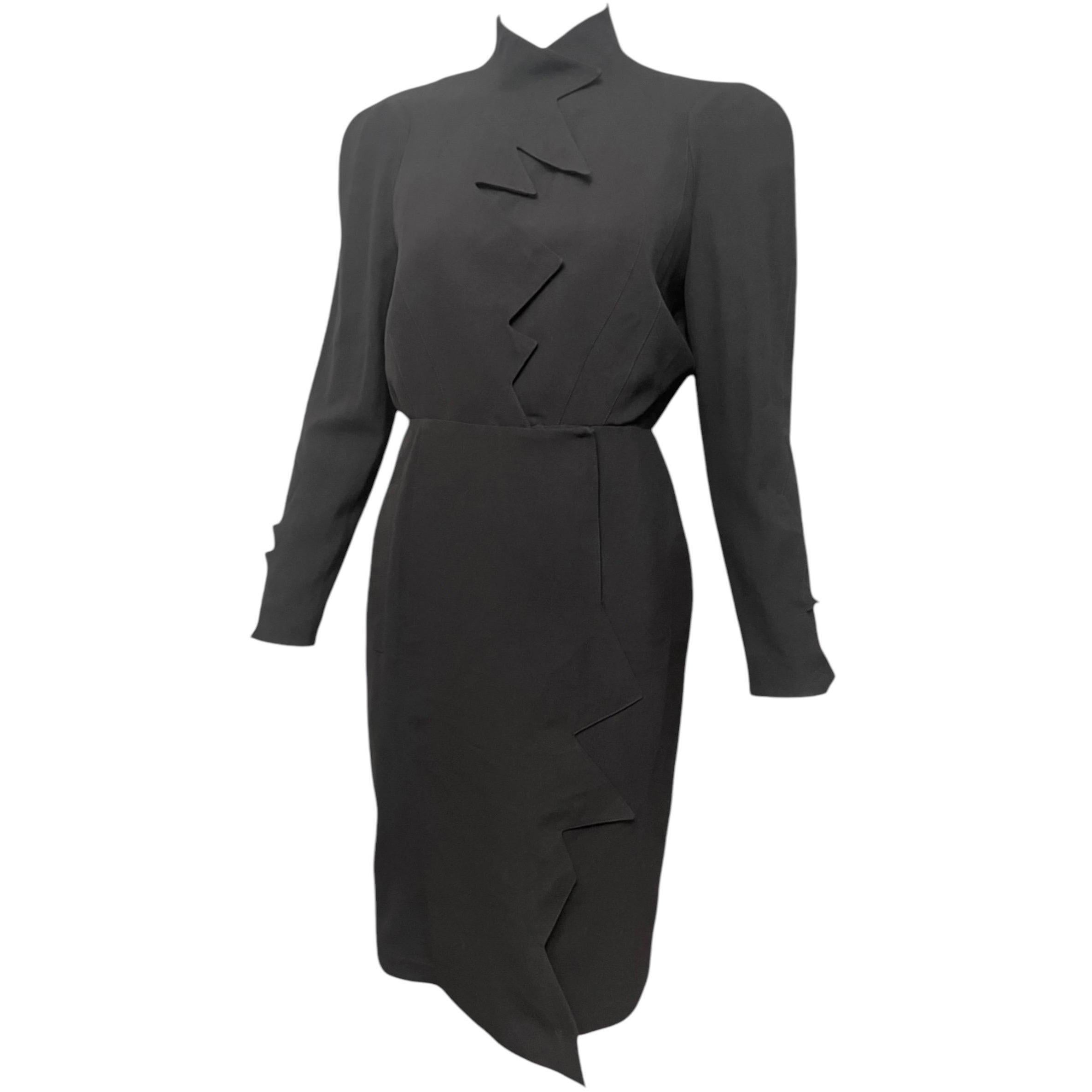 F/W 1988 Thierry Mugler Black Les Infernales Lightning Bolt Dress In Excellent Condition For Sale In Concord, NC