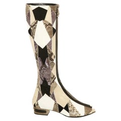 New Versace Crystal Embelished Water Snake Gladiator Boots with Open Toe 37 - 7