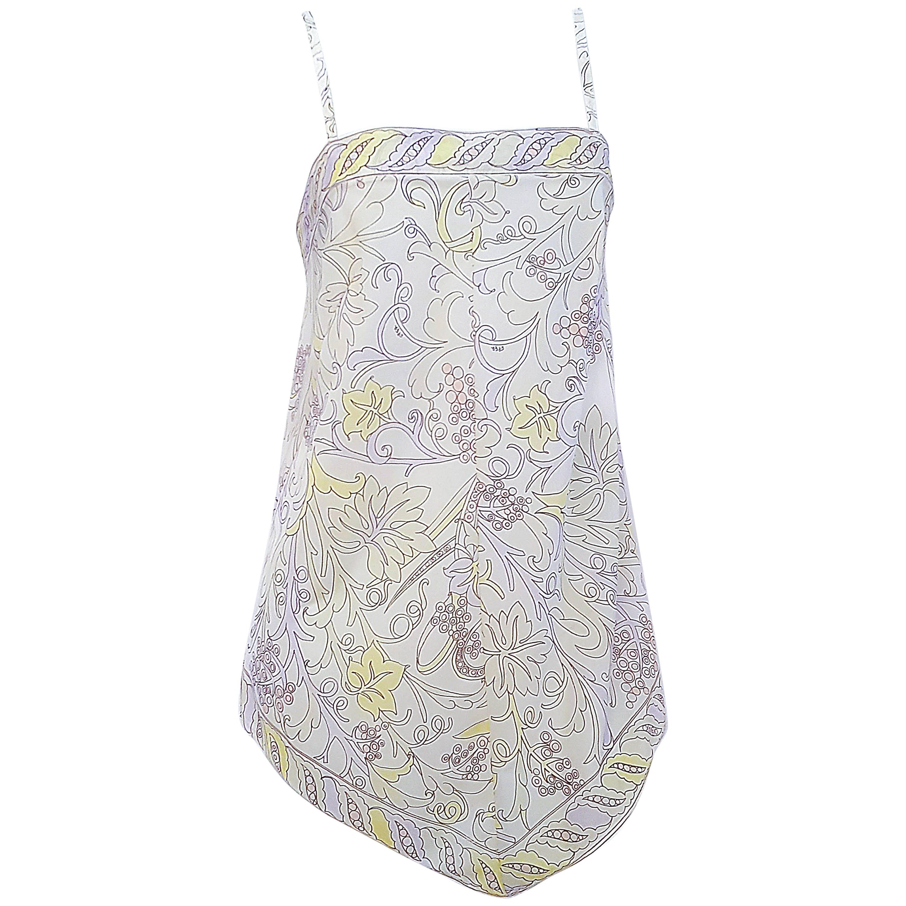 70s Emilio Pucci for Formfit Rodgers Pastel Handkerchief  Print Dress/Slip