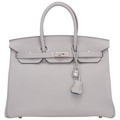 Hermes Gris Mouette Verso Togo Birkin 35cm Palladium Hardware