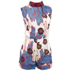60s Diana Warren Printed Silk Romper
