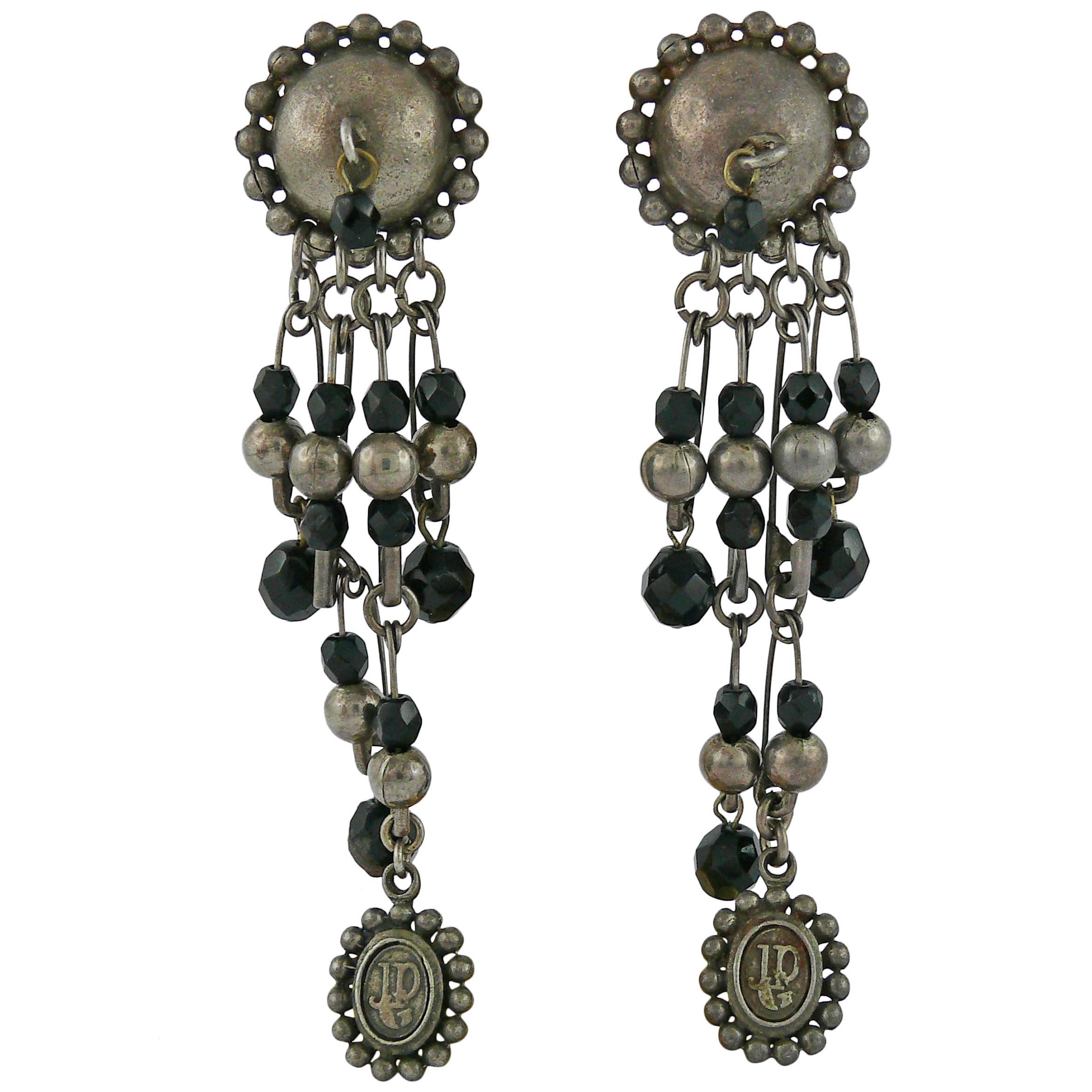 JEAN PAUL GAULTIER Vintage Safety Pin Dangling Earrings For Sale