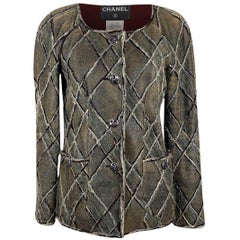 Chanel 12K$ Rare Gripoix Buttons Leather & Tweed Jacket