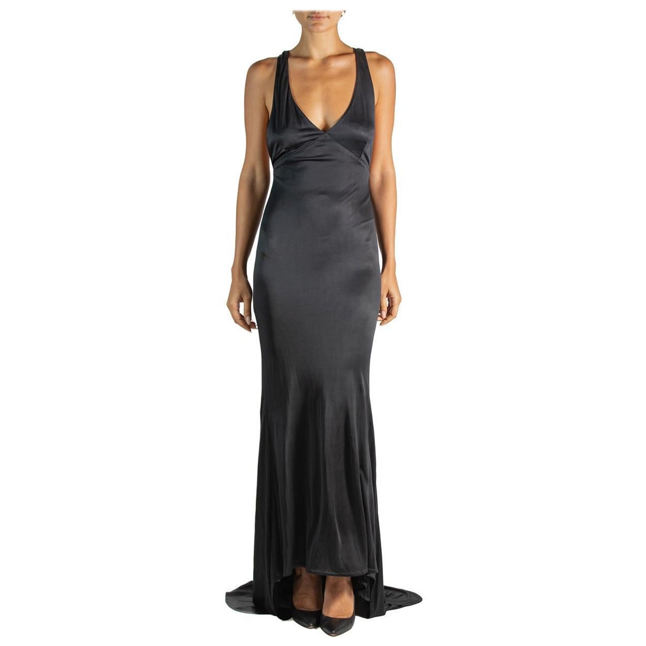 1990S Gucci Blue-Black Rayon Jersey Dress For Sale