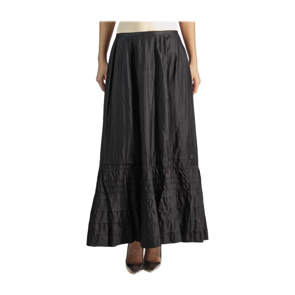 Victorian Black Silk & Cotton Sateen Skirt For Sale