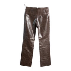 2000S Chanel Brown Leather 2002 Pants Nwt