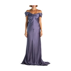 1990S Alberta Ferretti Dusty Purple Crepe Satin Gown