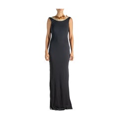 1990S Cd Greene Black & Orange Poly/Cotton Feather Gown