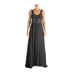 1990S Bereda Feredi Black Beaded Silk Empire Waist