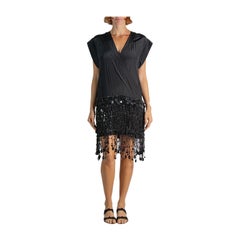 Vintage 1990S Behnaz Sarafpour Black Silk Cocktail Dress