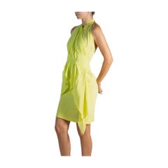 1990S Moschino Helles Limonengrünes Cocktailkleid aus Rayon und Seide