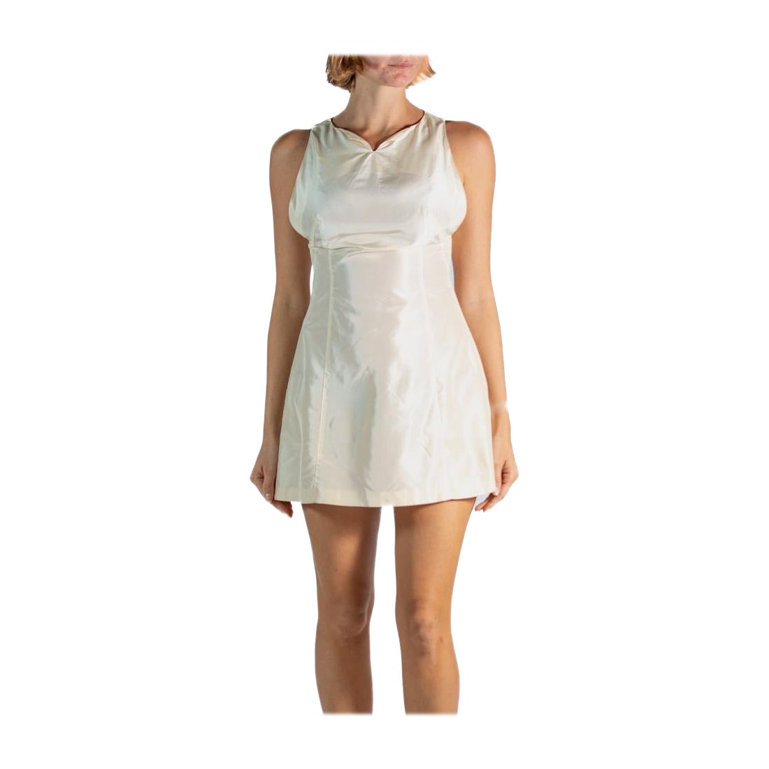Abito da cocktail 1990S Ozbek Pearl White Rayon in vendita