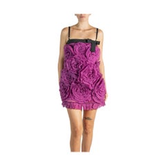 Vintage 1990S Dolce & Gabbana Purple Black Silk Mini Cocktail Dress
