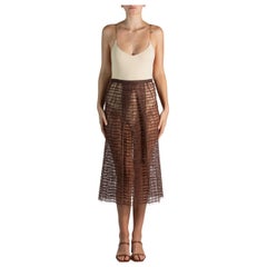 Vintage 1990S Alberta Ferretti  Brown Mohair Blend Silk Gown