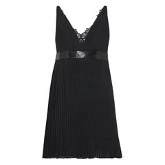 S/S 2016 Look #29 Versace Black Silk Pleated w/Metal Mesh Dress 38 - 2