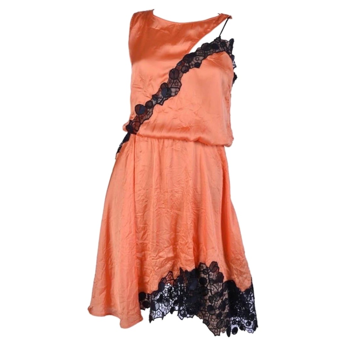 Versace Orange Schwarzes halb Racerback-Kleid aus Spitze, neu mit Etikett