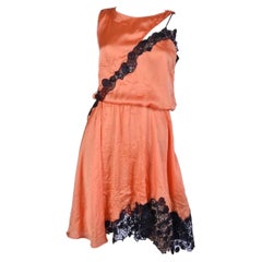 Versace Orange Black Lace Half Racerback Dress NWT