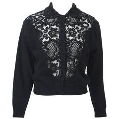 Vintage Black Cardigan with Lace