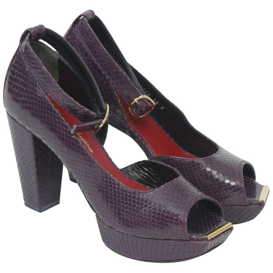 Clergerie Plum Snake Platform Shoes For Sale