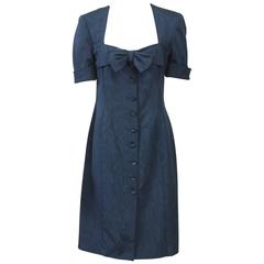 Vintage Ungaro Steel Blue 1980s Dress