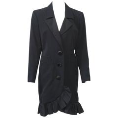 YSL Black Coat Dress with Ruffle 9