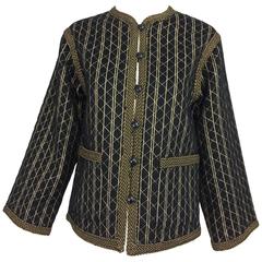 Vintage Yves Saint Laurent black & gold metallic stripe jacket 1970s 10