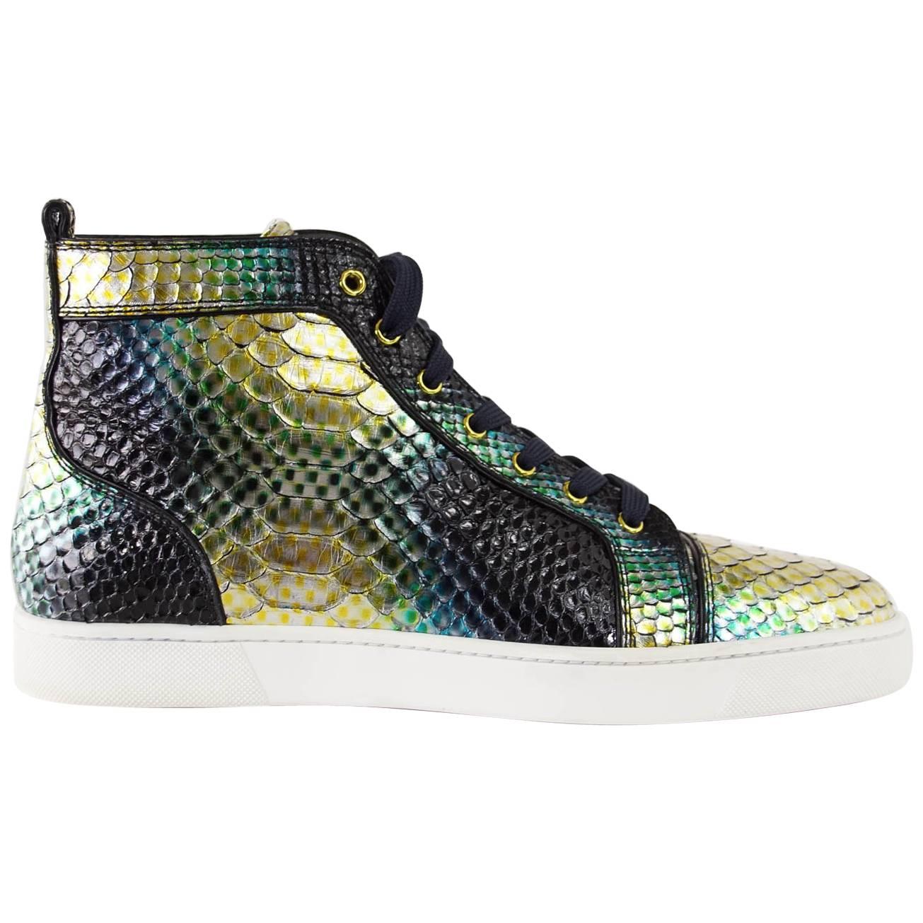 CHRISTIAN LOUBOUTIN Flat Snakeskin Aquarium Mimosa  44.5 / 11.5
