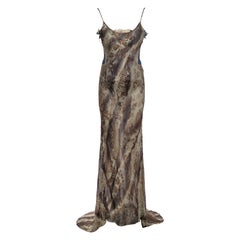 Roberto Cavalli Floral Silk Dress with Built-In Bleached Denim Corset, FW 2001