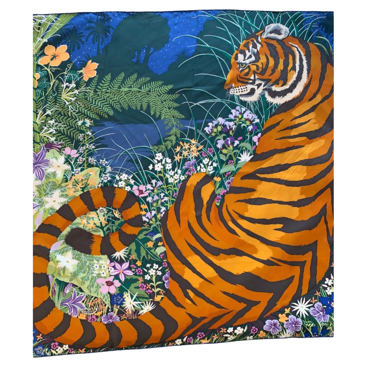 Hermes Silk "Tyger Tyger" Silk Scarf 90cm For Sale