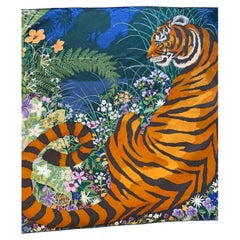 Foulard en soie Hermes "Tyger Tyger" 90cm