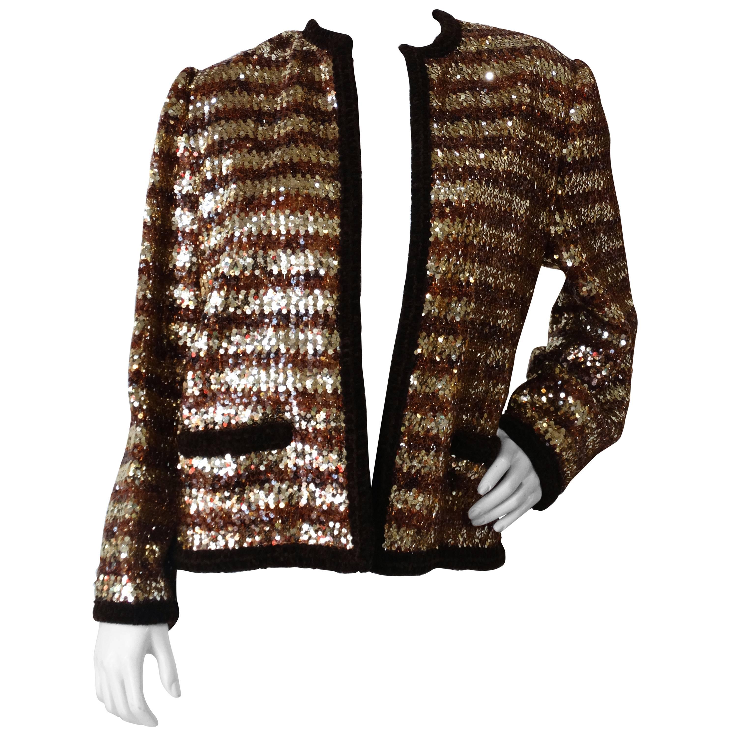 1980s Givenchy Sequin Stripe Jacket For Sale