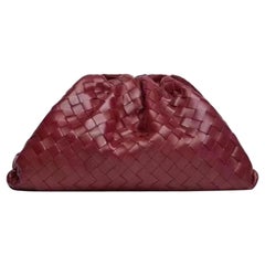 Bottega Veneta Pouch Large Intrecciato Leather Clutch Burgundy
