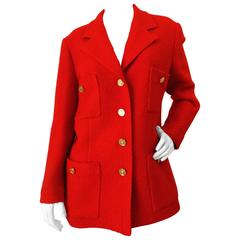1990s Chanel Lipstick Red Tweed Jacket 1