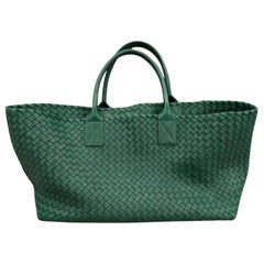 Bottega Veneta Cabat Large Intreccio Leather Tote Bag Dark Green with Pouch 40cm