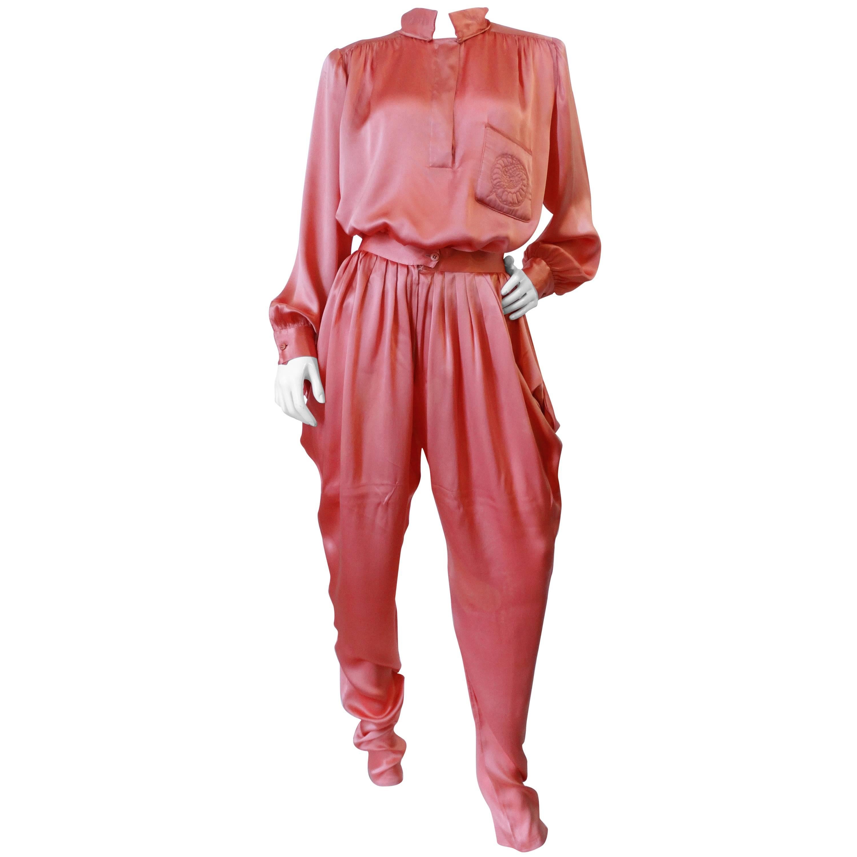 1980s Krizia Snake Embroidered Silk Set For Sale at 1stDibs