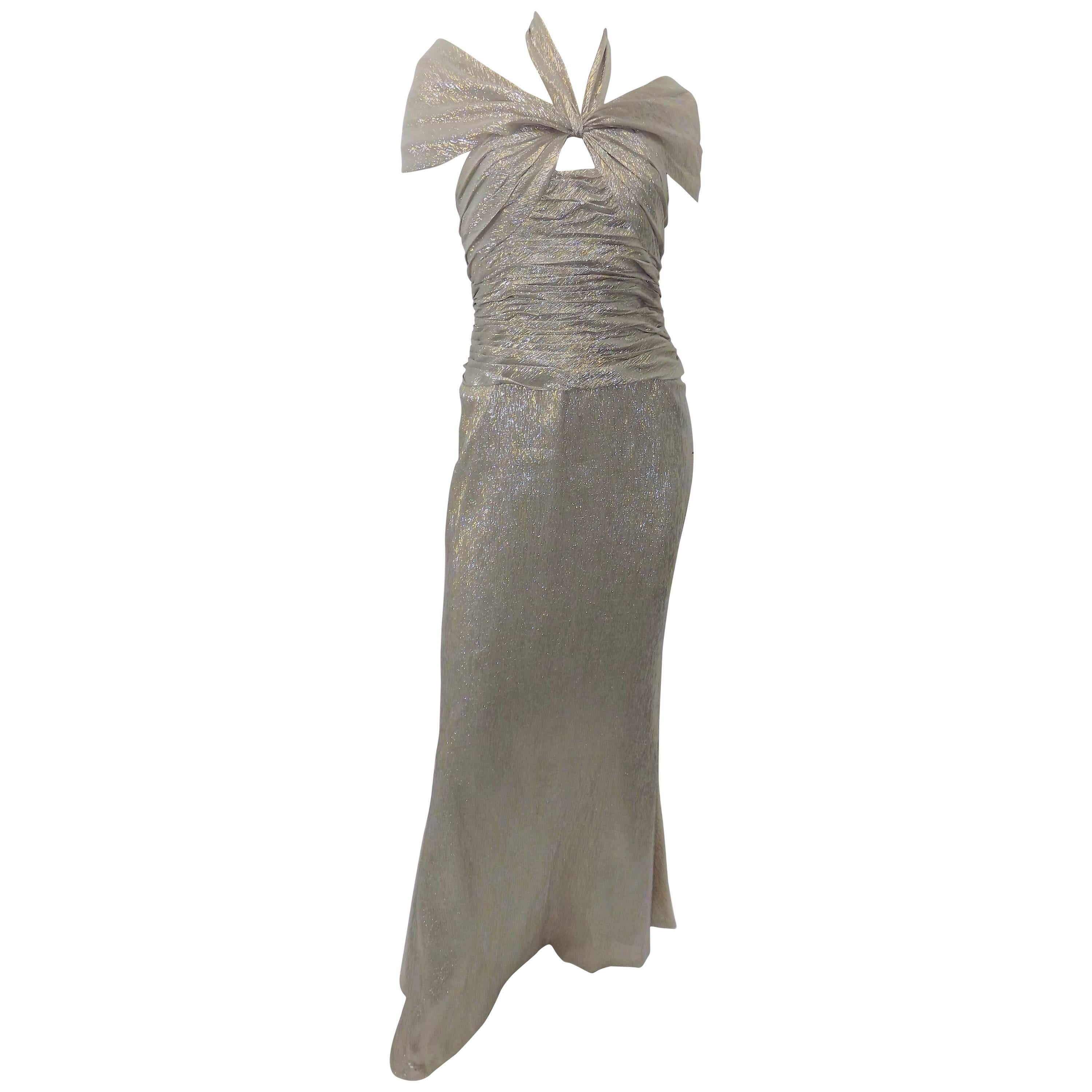 Oscar de la Renta's gold metallic gown sz 8 For Sale