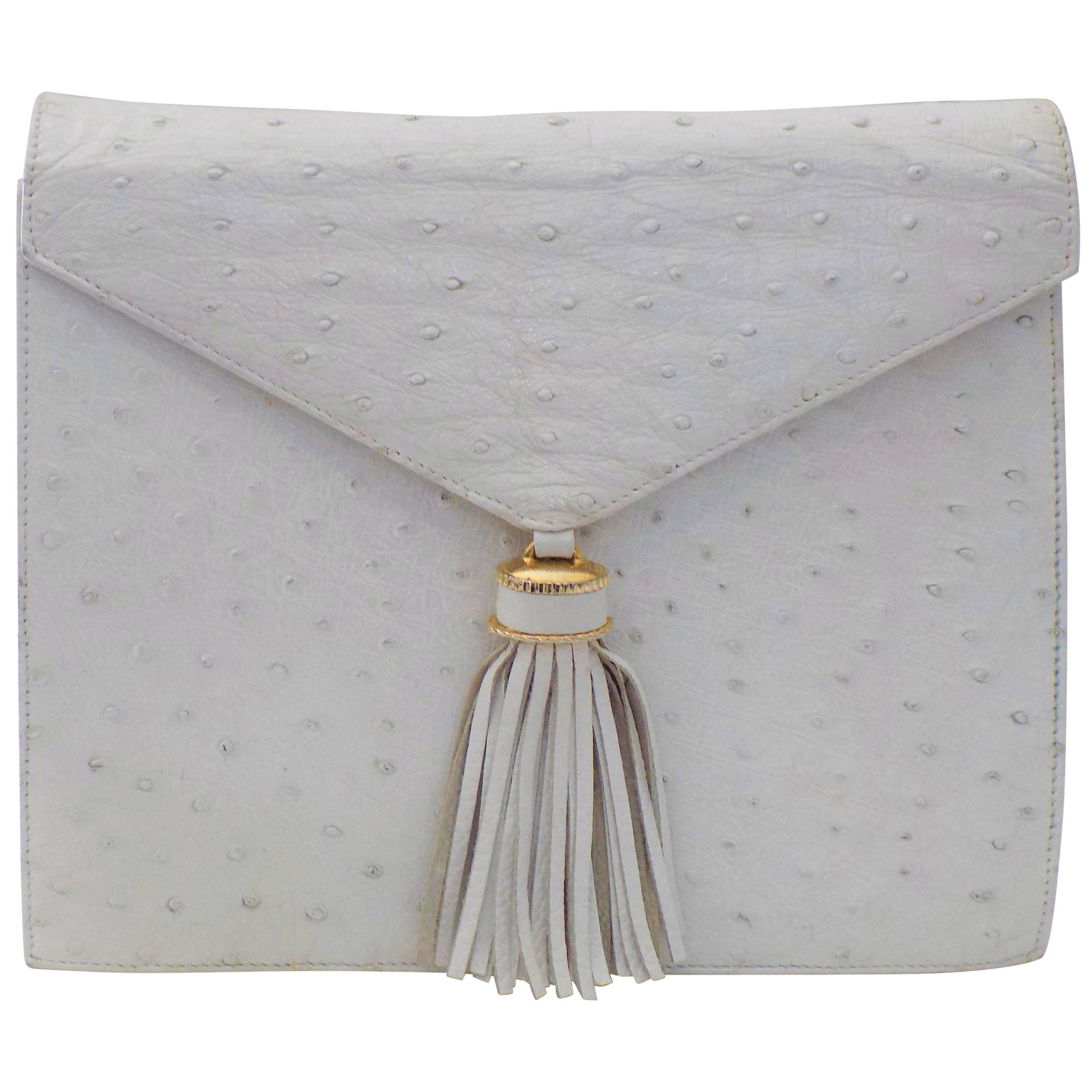 SISO Vintage white ostrich envelope clutch  - shoulder bag