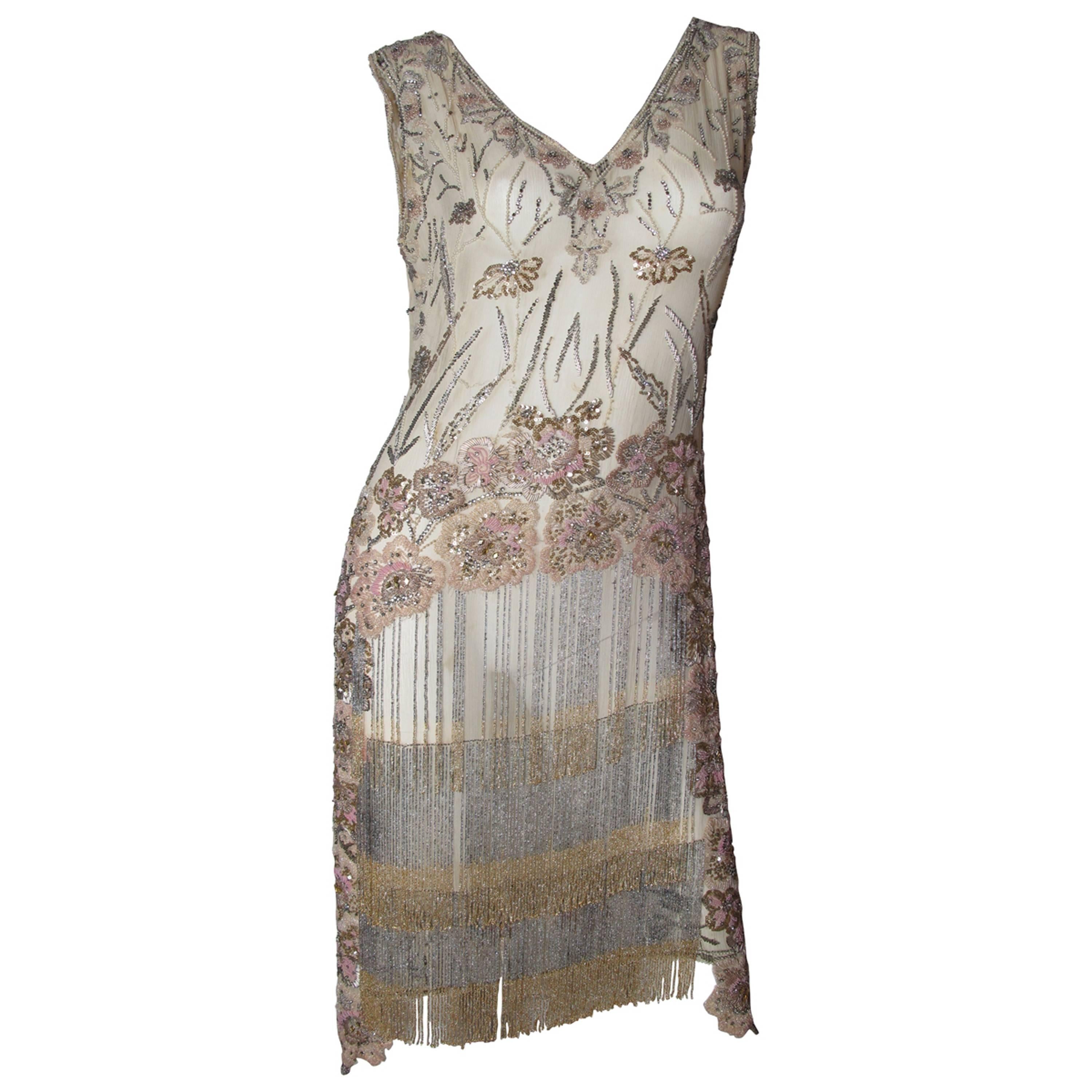 Gorgeous 1920s Beaded, Rhinestone and Sequin Flapper Dress -sale