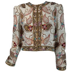 Richilene Heavily Beaded Evening Jacket with Sea Shells Beads Sequins