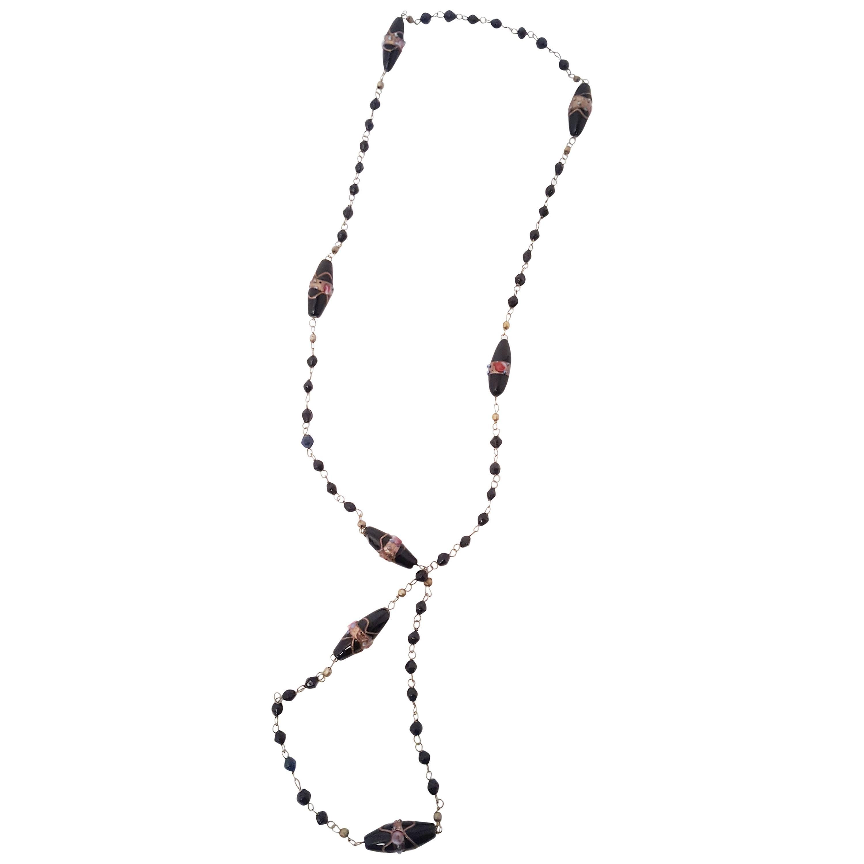 1920s Handmade Venetian Glass Beaded Necklace