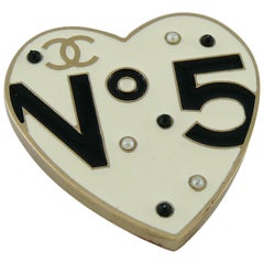 Chanel No. 5 Enamel Heart Brooch Pendant Spring 2006