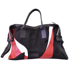 Alexander McQueen S/S 15 Black and Red ’Kabuki’ Leather and Silk Tote Bag