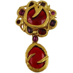 Yves Saint Laurent YSL Vintage Massive Jewelled Brooch Pendant