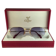 New Cartier Ascot Vendome Gold 55mm Half Frame Sunglasses Elton John France